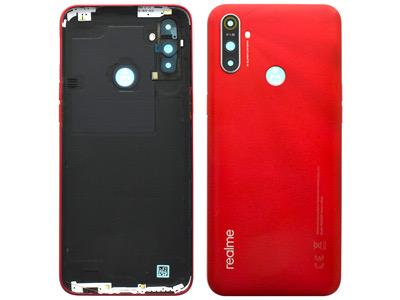 For Realme C3 Cover Batteria  Vetrino camera  Tasti Laterali Blazing Red